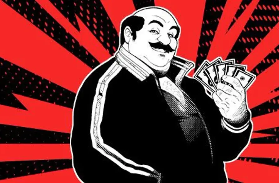 Fragment baneru Janusz Casino z postacią Janusza i gotówką – klub Janusz de Lux